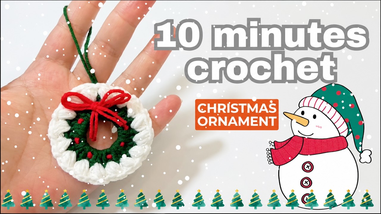 Very Easy Crochet Christmas Ornament - Christmas Wreath Tutorial