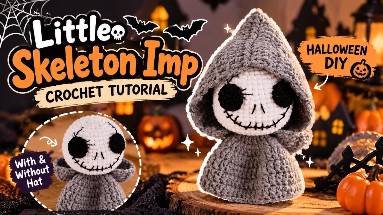 Crochet Skeleton Tutorial 💀 | Halloween Amigurumi Skeleton Imp Step-by-Step